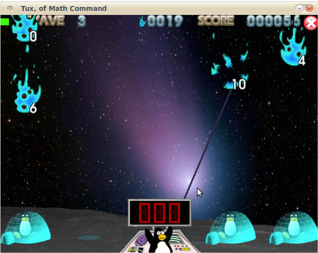Screenshot Mathe-Spiel Tuxmath